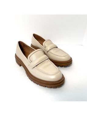 Madewell Cream Leather Lug-Sole Penny Loafers